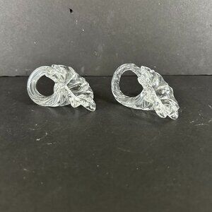 Pair of clear glass flower napkin rings | Trumpet Flower Clear Glass Napkin Ring